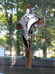 Stained Glass Cross with Lilly