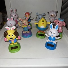 Lot of 10 Dancing Solar Powered Easter Bobble Heads Chicks Bunny Rabbit Sheep…..