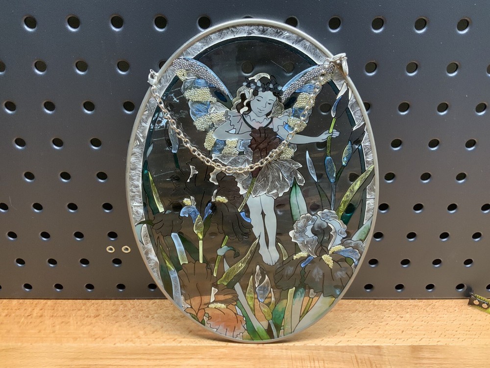 AMIA Handcrafted Glass Oval Fairy Sun-Catcher 9” X 6.5”