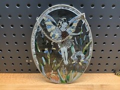 AMIA Handcrafted Glass Oval Fairy Sun-Catcher 9” X 6.5”