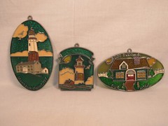 Lighthouse Sun Catchers Acrylic Metal Stained Glass Style Lot Montauk Point NY