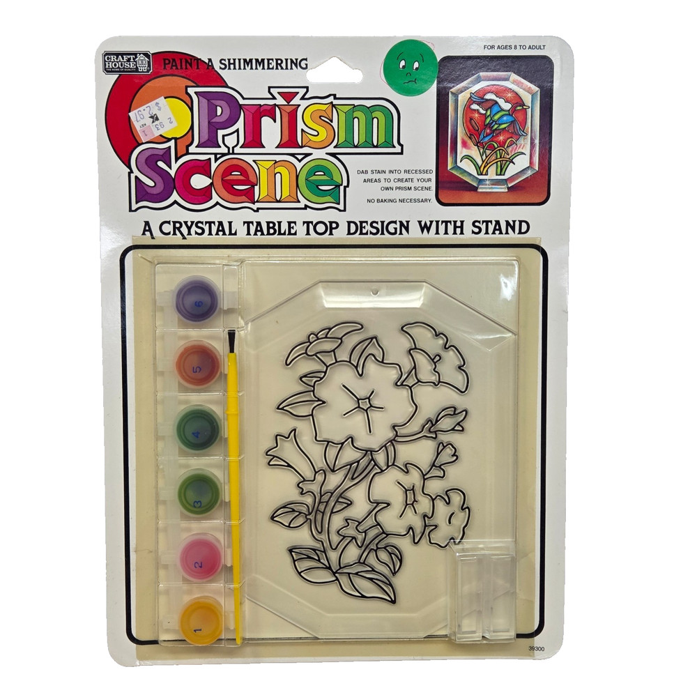 VINTAGE 1992 PRISM SCENE CRYSTAL SUN CATCHER KIT YOU CAN PAINT FLOWERS NEW