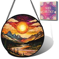 “Sun Catcher Window Hanging – Sunset Mountains River Acrylic Decor for Gifts”