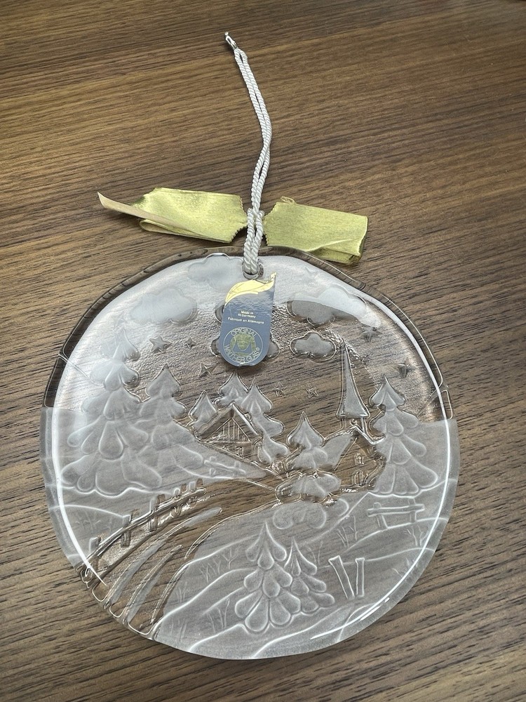 Vintage Walther Glas Round Suncatcher (West Germany) Winter Landscape