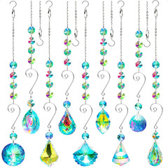 9 Pieces Sun Catchers Indoor Window Suncatcher Crystals Prisms with Chain Pendan