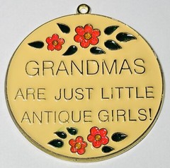 Vintage “Grandma’s are just little antique girls” 4” Stained Glass Suncatcher