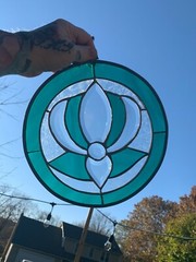 Vintage Large Stained Glass Sun Catcher – Handmade Art Custom Made 10 Inches