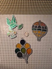 Vintage 3 Sun Catchers Stained Glass Acrylic and Metal hummingbird balloons gift