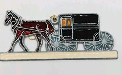 Amish Horse and Buggy Stained Glass Sun Catcher Set 5.5″ X 2.5″