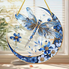Acrylic Stained Glass Effect Dragonfly Suncatcher Window Hanging Home Decor