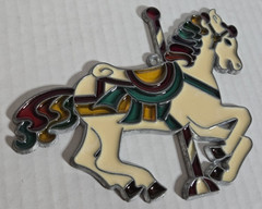 LARGE Vintage Stained Glass Carousel Horse Suncatcher Ornament, Window Hanger