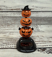 Solar Halloween Dancing Decoration with 3 Stacked Pumpkins Bobble Head