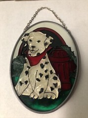 Stained Glass Sun Catcher Fire Hydrant Dalmatian Puppy 4.5″