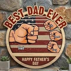 Best Dad Ever Personalized Wooden Sign with Rope Father’s Day Gift