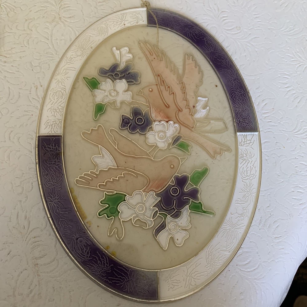 Pretty Oval Sun Catcher with a Pair of Birds
