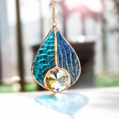 Crystal Suncatcher Handcrafted Stained Glass Teardrop Rainbow Maker Window Decor