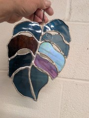 Stained Glass Monstera Leaf Suncatcher Unique Hand Crafted Jennifer Moorhouse