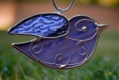 Purple Peace Dove Australian Stained Glass Handmade Window Suncatcher / Mobile