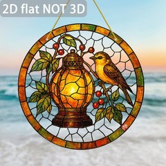 2D Flat Acrylic Panel Sun Catcher Lanterns Birds Window Hanging for Living Room