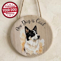 Custom Dog Portrait Art Wooden Sign with Rope