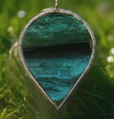 Turquoise Raindrop Stained Glass Handmade Abstract Suncatcher Mother’s Day Gift