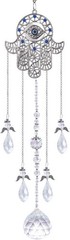 Protection Charm Double Pendant: 19-Inch Crystal Hamsa Hand & Evil Eye Decor