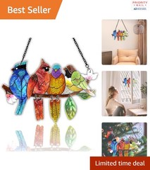 Handmade Stained Glass Suncatcher Hummingbird Gift for Bird Lovers 10.2×16.7cm