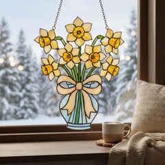Custom Daffodil Suncatcher Acrylic Flower Floral Window Decor Gift