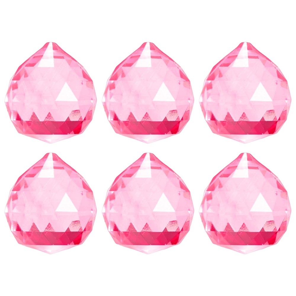 6-Pack Crystal Ball Prisms, 33.5mm/1.32 Inch Pendant Hanging [Pink]