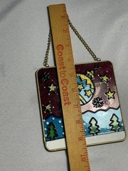 Vintage Christmas Glass Painting Suncatcher Window Decor 5 X 5”