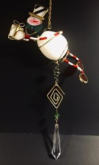 Whimsical Christmas Snowman Glass And Wire Suncatcher Ornament Decoration