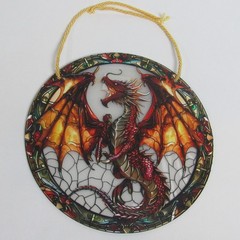 Dragon Acrylic Suncatcher Window Hanging Decor Stained Glass Style Fantasy