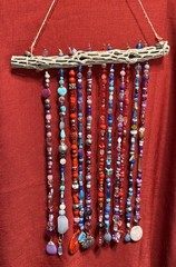 Cholla Wood Artisan made beaded suncatcher wall hanging garden decor 26”x12”