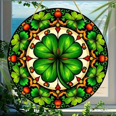 Vibrant Green Clover Acrylic Suncatcher St. Patrick’s Day Window Ornament Gift