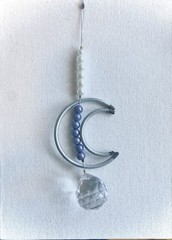 Natural Mystic Half Moon Prism Sun Catcher- reiki infused