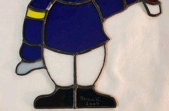 Christmas Toy Mouse Soldier Stained Glass Leaded Window Sun Catcher 6.75″ x 10″
