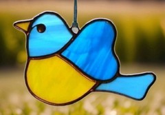 Stained Glass Australian Eastern Yellow Robin Handmade Bird Lightcatcher