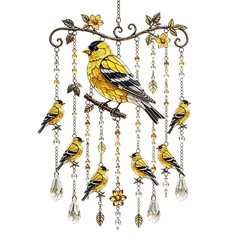 Stained Glass Bird Wind Chime Crystal Suncatcher Outdoor Decor