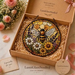 Honey Bee Stained Glass Suncatcher