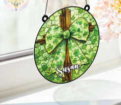 Custom Celtic Christian Cross St Patrick’s Glass Suncatcher Window Decor Gift