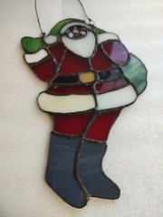 Stained Glass Sun Catcher Christmas Santa Claus