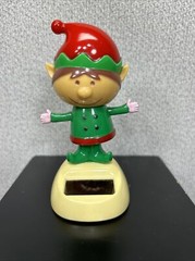 SOLAR POWERED DANCING ELF BOBBLE HEAD TOY CHRISTMAS SANTA HELPER