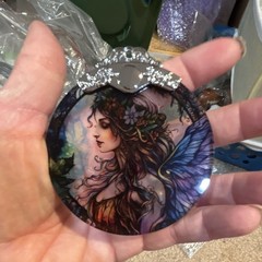Glass Round Multicolor Fairy Portrait Suncatcher Hanging Decorative Ornament
