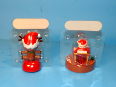 2 SOLAR DANCER SANTA LIST & REINDEER BOBBLE HEAD SUN CATCHER CHRISTMAS NEW