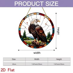 SET OF 2 -2D Flat Acrylic American Eagle Hanging 7.8″ Round with Hangers
