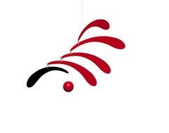 Flensted Flowing Rhythm Red Modern Hanging Baby Mobile Nursery Art Decor Danish