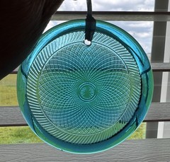 Vintage Pairpoint Glass Sun Catcher Blue Sandwich Pattern 4”