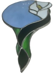 Vintage Stained Glass Calla Lily Mirror Art Nouveau Floral Suncatcher Wall Decor