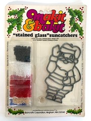 Vintage Makit & Bakit WAVING SANTA CLAUS Stained Glass Suncatcher Kit