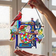 Personalized Cardinal Sewing Machine Suncatcher Acrylic